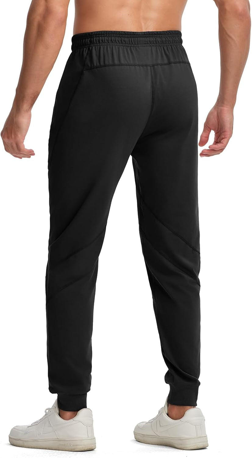 Men'S Sweatpants Lightweight Joggers Zipper Pockets Athletic Workout Running Gym Pants Slim Fit