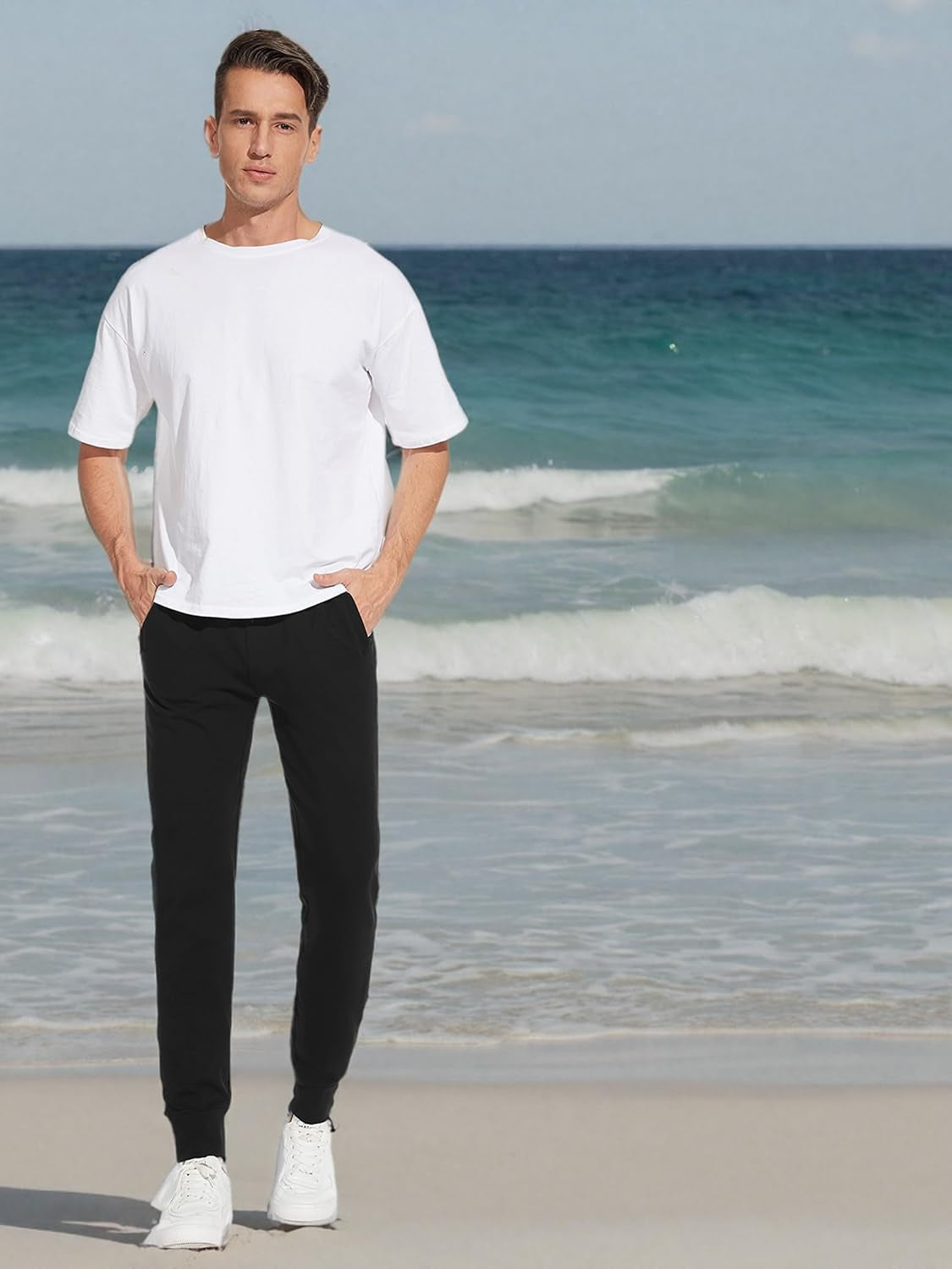Men'S 32"/34"/36"/38" Tall Inseam Lightweight Cotton Joggers Extra Long Sweatpants Athletic with Zipper Pockets