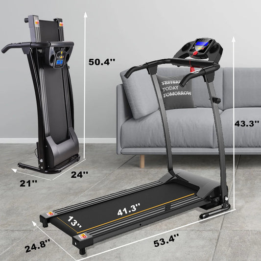1.5HP Electric Folding Treadmill for Home, Portable Foldable Electric Motorized Running Exercise Machine Compact (Black)