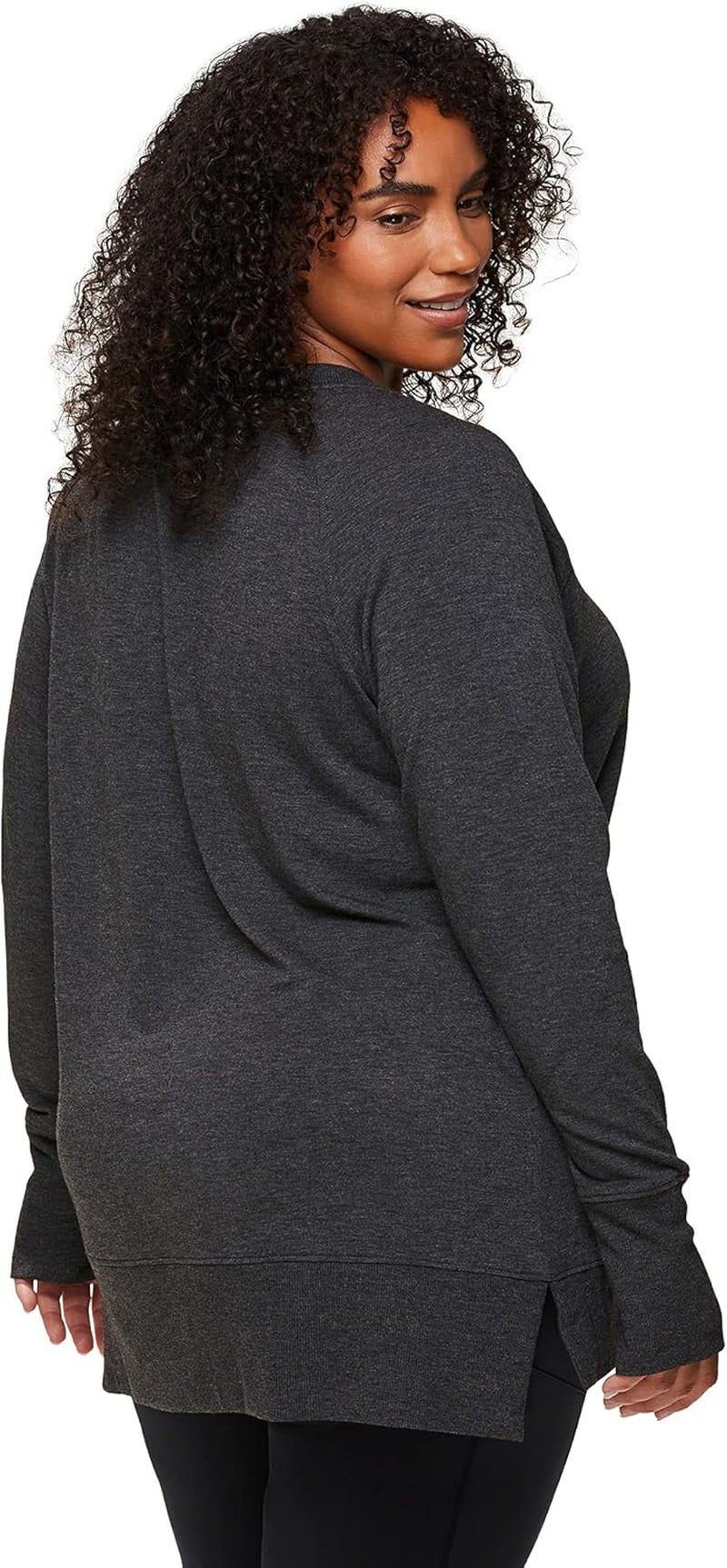 Active Women'S plus Size Long Sleeve Relaxed Lightweight Pullover Sweatshirt Tunic