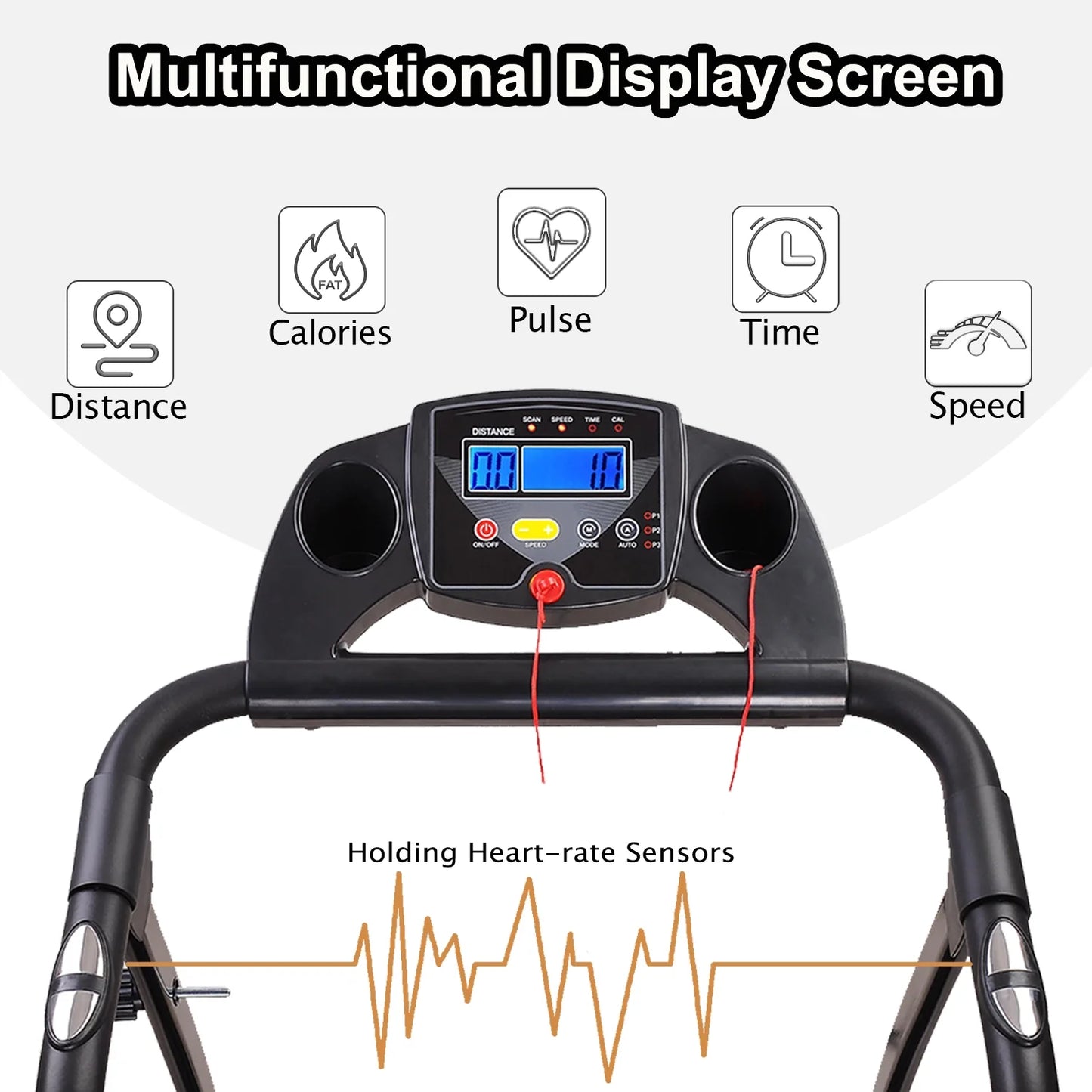 1.5HP Electric Folding Treadmill for Home, Portable Foldable Electric Motorized Running Exercise Machine Compact (Black)