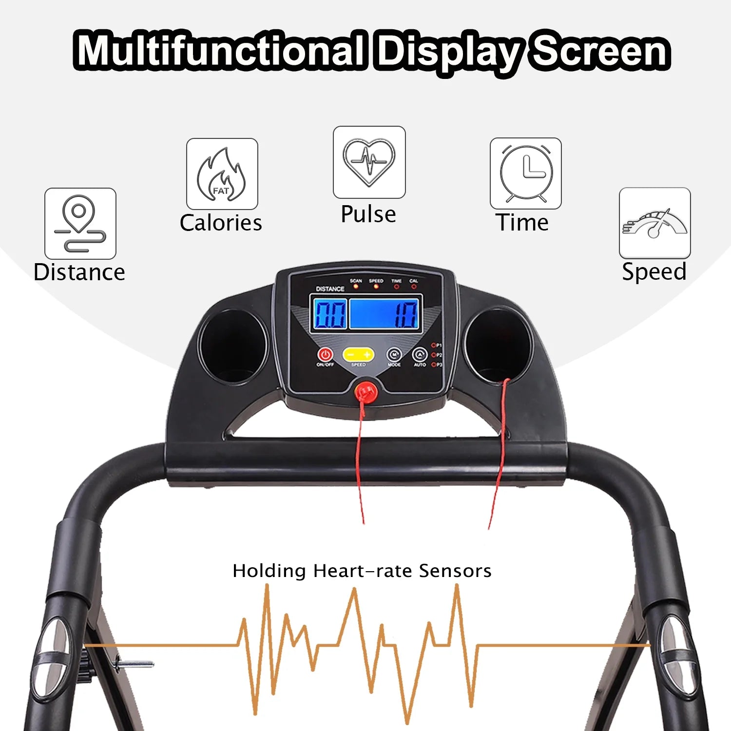 1.5HP Electric Folding Treadmill for Home, Portable Foldable Electric Motorized Running Exercise Machine Compact (Black)