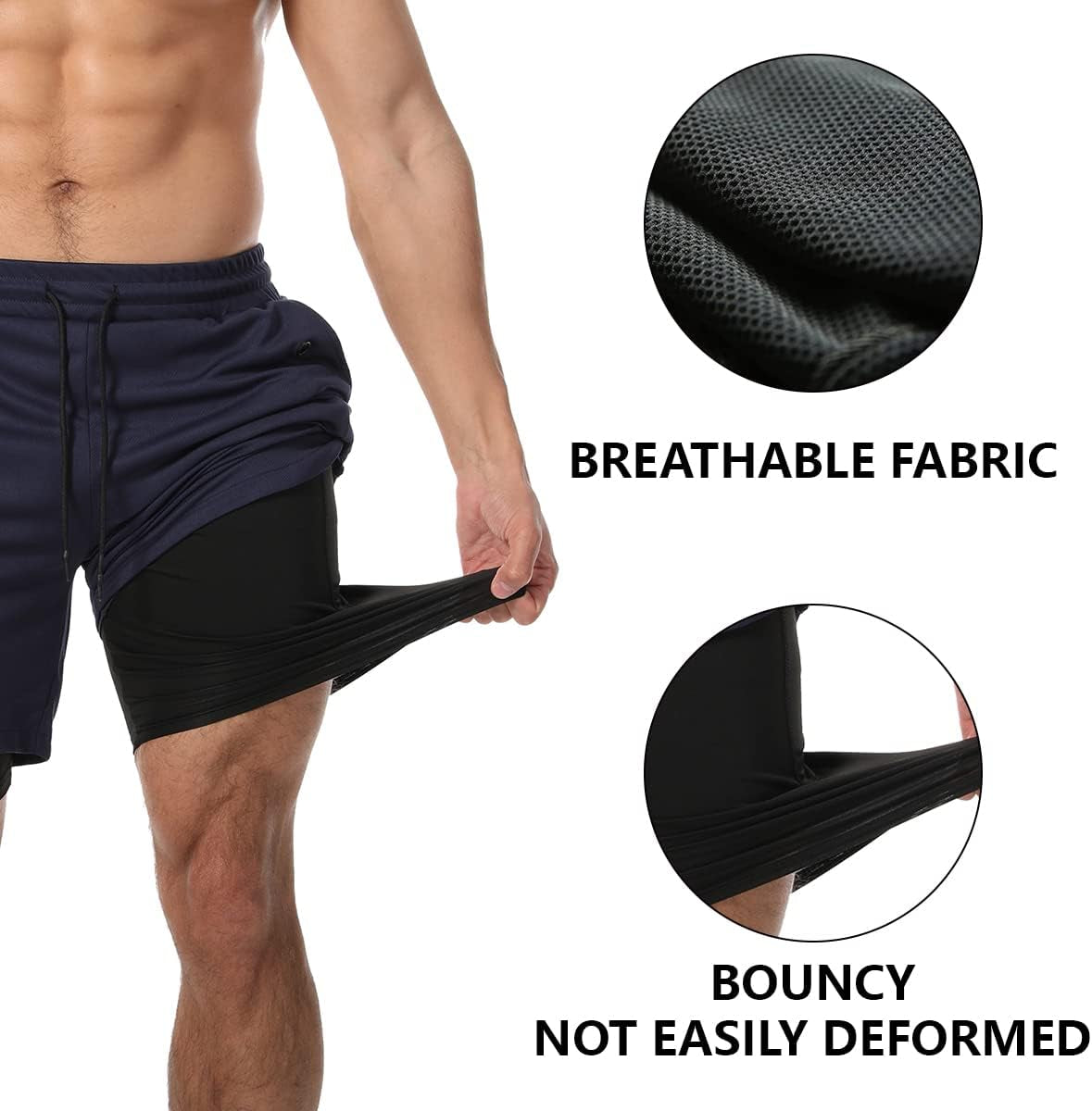 Men'S 2 in 1 Workout Running Shorts 7 Inch Lightweight Athletic Gym Shorts with Compression Liner