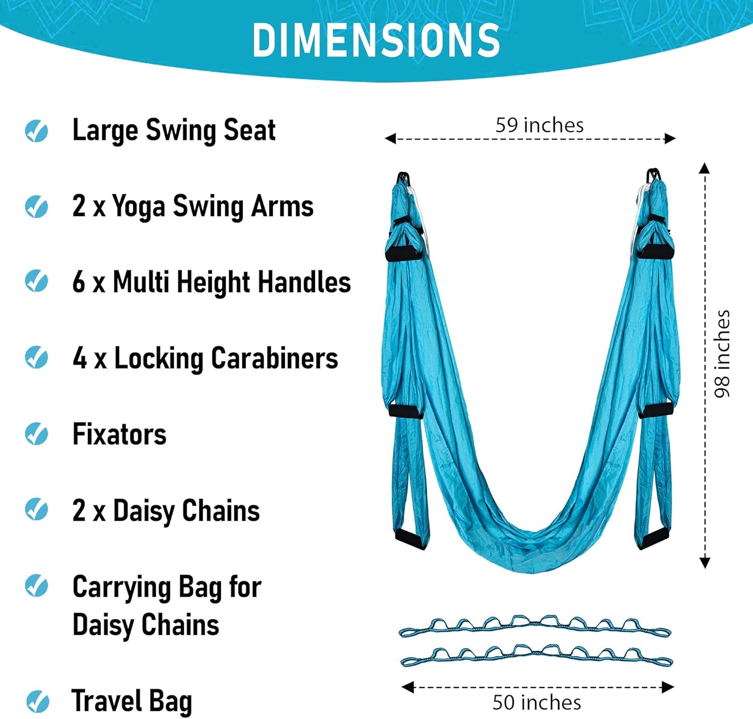 Premium Aerial Hammock anti Gravity Yoga Swing Kit - Acrobat Flying Sling Set for Indoor and Outdoor Inversion Therapy