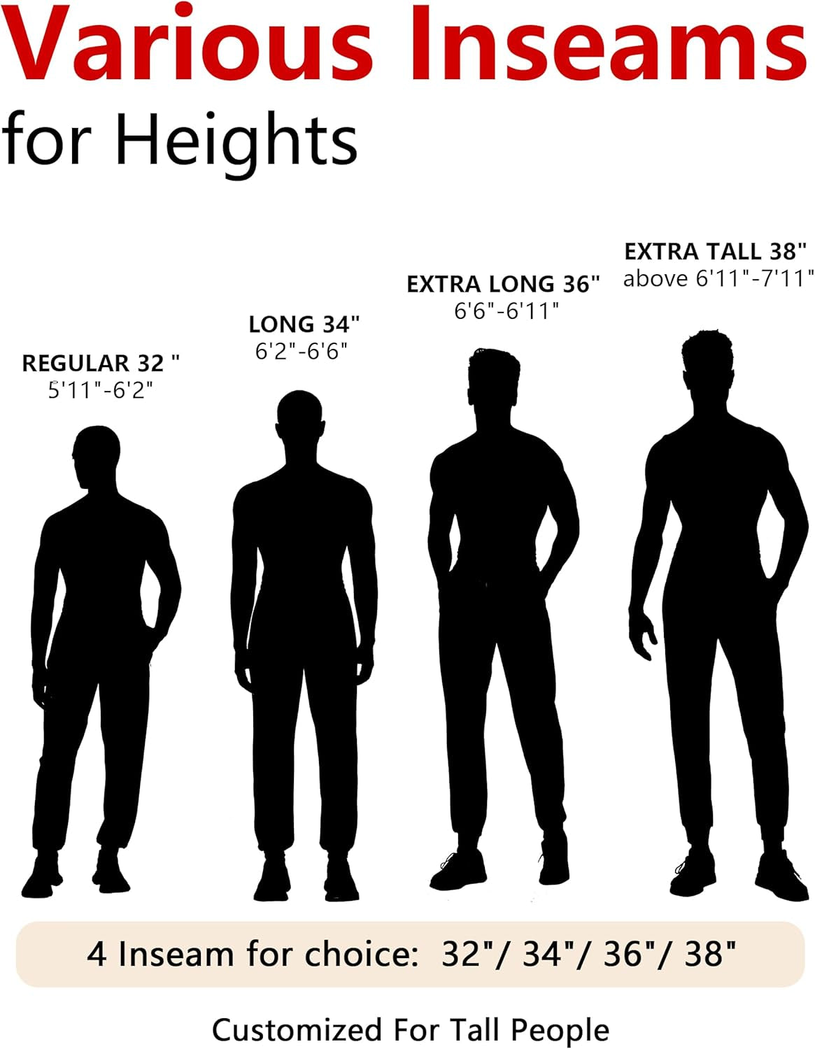 Men'S 32"/34"/36"/38" Tall Inseam Lightweight Cotton Joggers Extra Long Sweatpants Athletic with Zipper Pockets