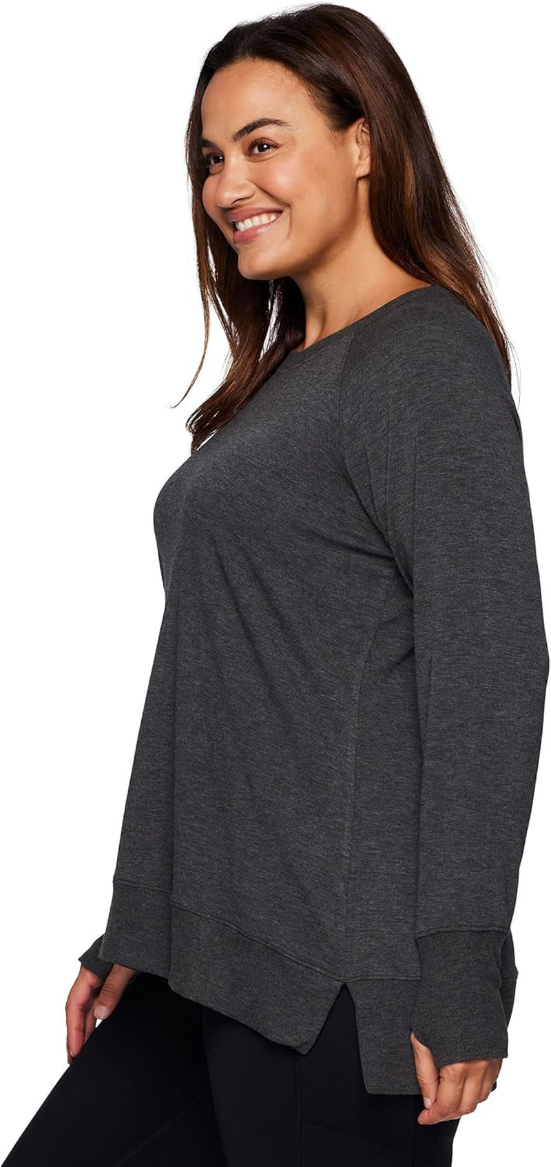 Active Women'S plus Size Long Sleeve Relaxed Lightweight Pullover Sweatshirt Tunic