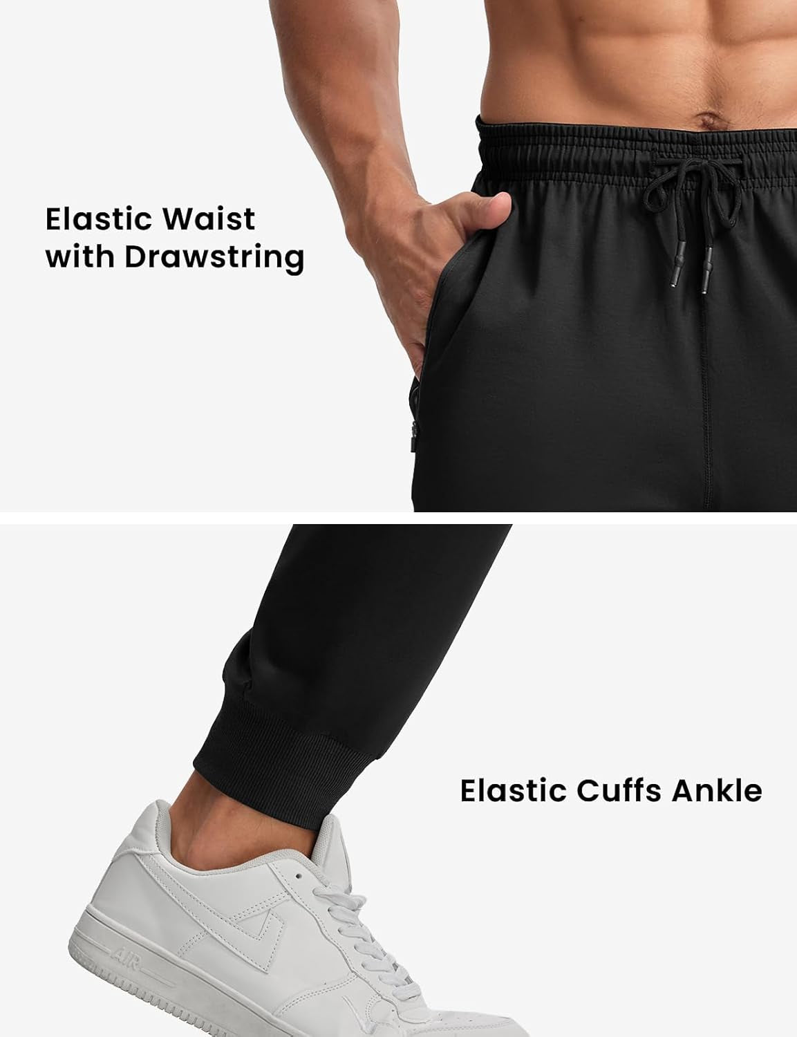 Men'S Sweatpants Lightweight Joggers Zipper Pockets Athletic Workout Running Gym Pants Slim Fit