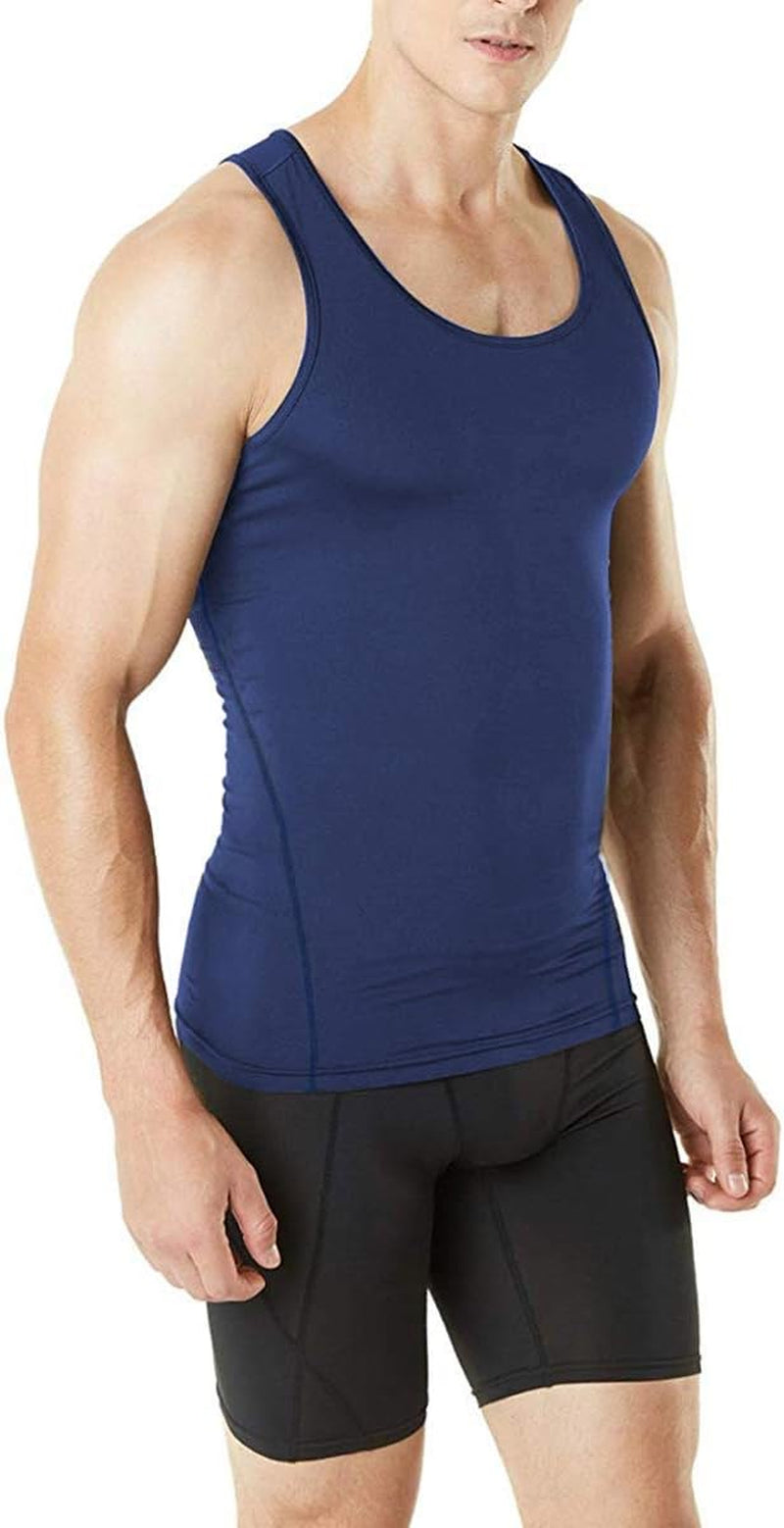 Men'S 3 or 5 Pack Sleeveless Compression Tank Top, Base Layer Cool Dry Compression Shirts Muscle Gym Tank Tops