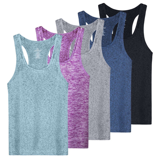 5-Pack Women'S Racerback Tank Top Dry-Fit Athletic Performance Yoga Activewear (Available in plus Size)