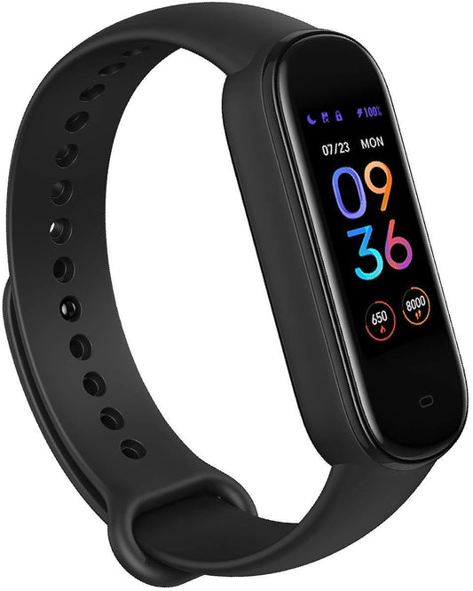 Band 5 Activity Fitness Tracker with Alexa Integration, 15-Day Battery Life, Blood Oxygen and Heart Rate Monitoring, Sleep and Stress Tracking, 5 ATM Water Resistance, Suitable for Men, Women, and Children, Black