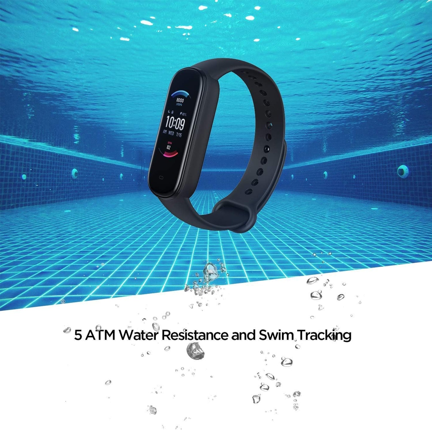 Band 5 Activity Fitness Tracker with Alexa Integration, 15-Day Battery Life, Blood Oxygen and Heart Rate Monitoring, Sleep and Stress Tracking, 5 ATM Water Resistance, Suitable for Men, Women, and Children, Black