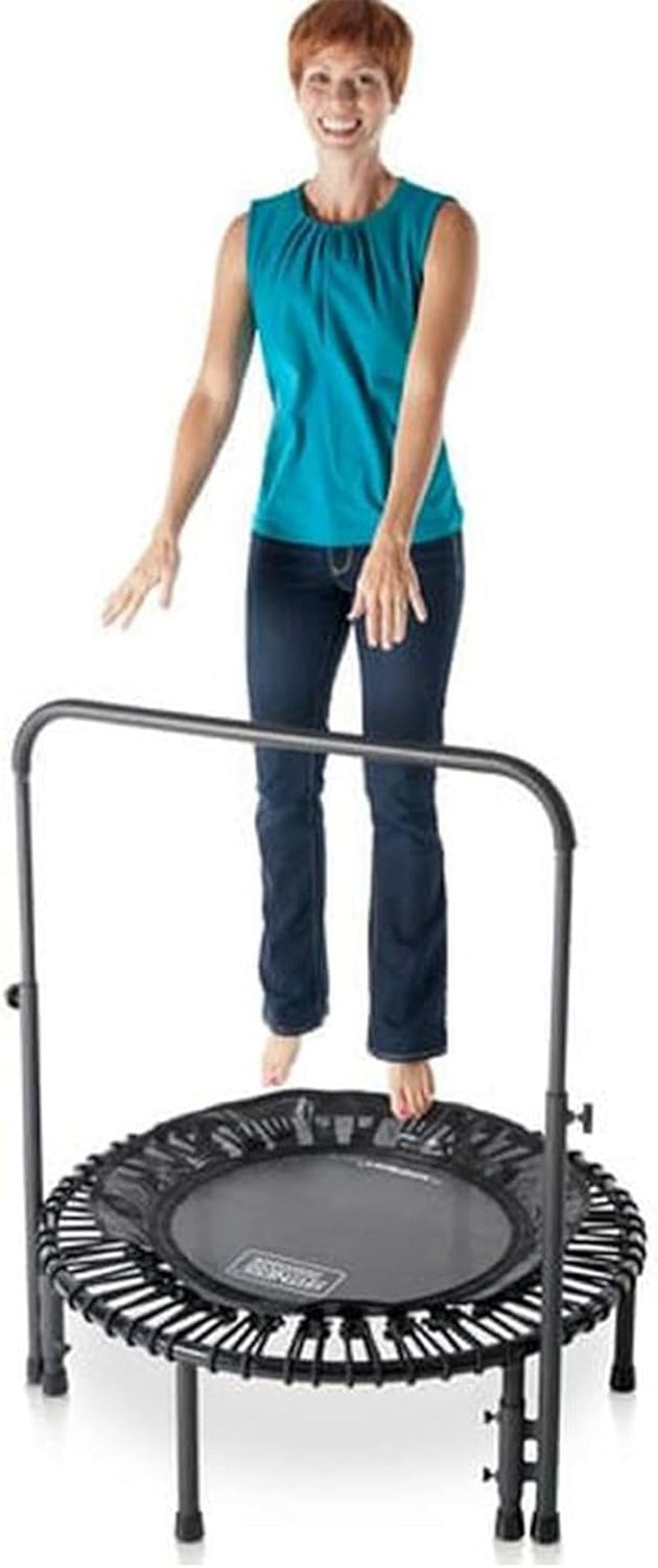 Handle Bar Accessory for 39 Inch Straight Leg Fitness Trampolines with 6 Adjustable Height Settings for Exercise & Physical Therapy, Black