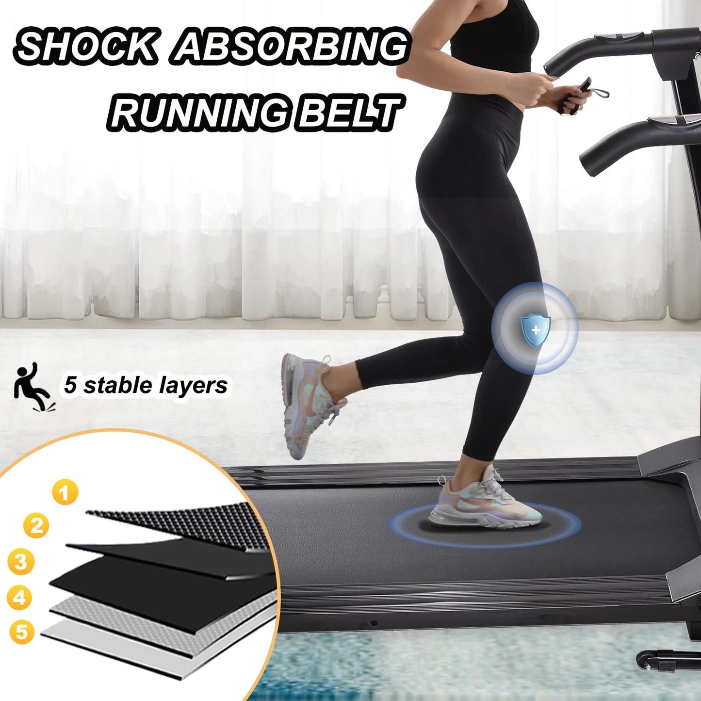 1.5HP Electric Folding Treadmill for Home, Portable Foldable Electric Motorized Running Exercise Machine Compact (Black)