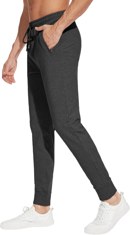 Men'S 32"/34"/36"/38" Tall Inseam Lightweight Cotton Joggers Extra Long Sweatpants Athletic with Zipper Pockets