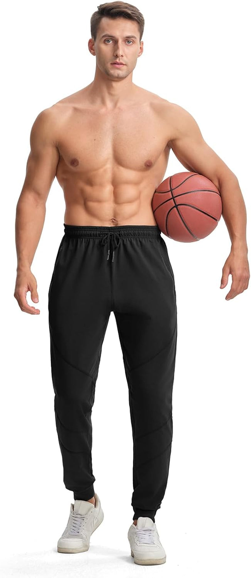 Men'S Sweatpants Lightweight Joggers Zipper Pockets Athletic Workout Running Gym Pants Slim Fit