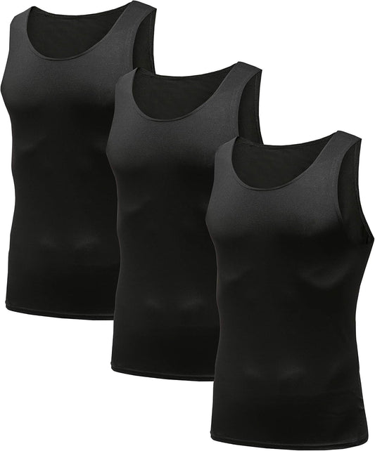 Men'S 3 or 5 Pack Sleeveless Compression Tank Top, Base Layer Cool Dry Compression Shirts Muscle Gym Tank Tops