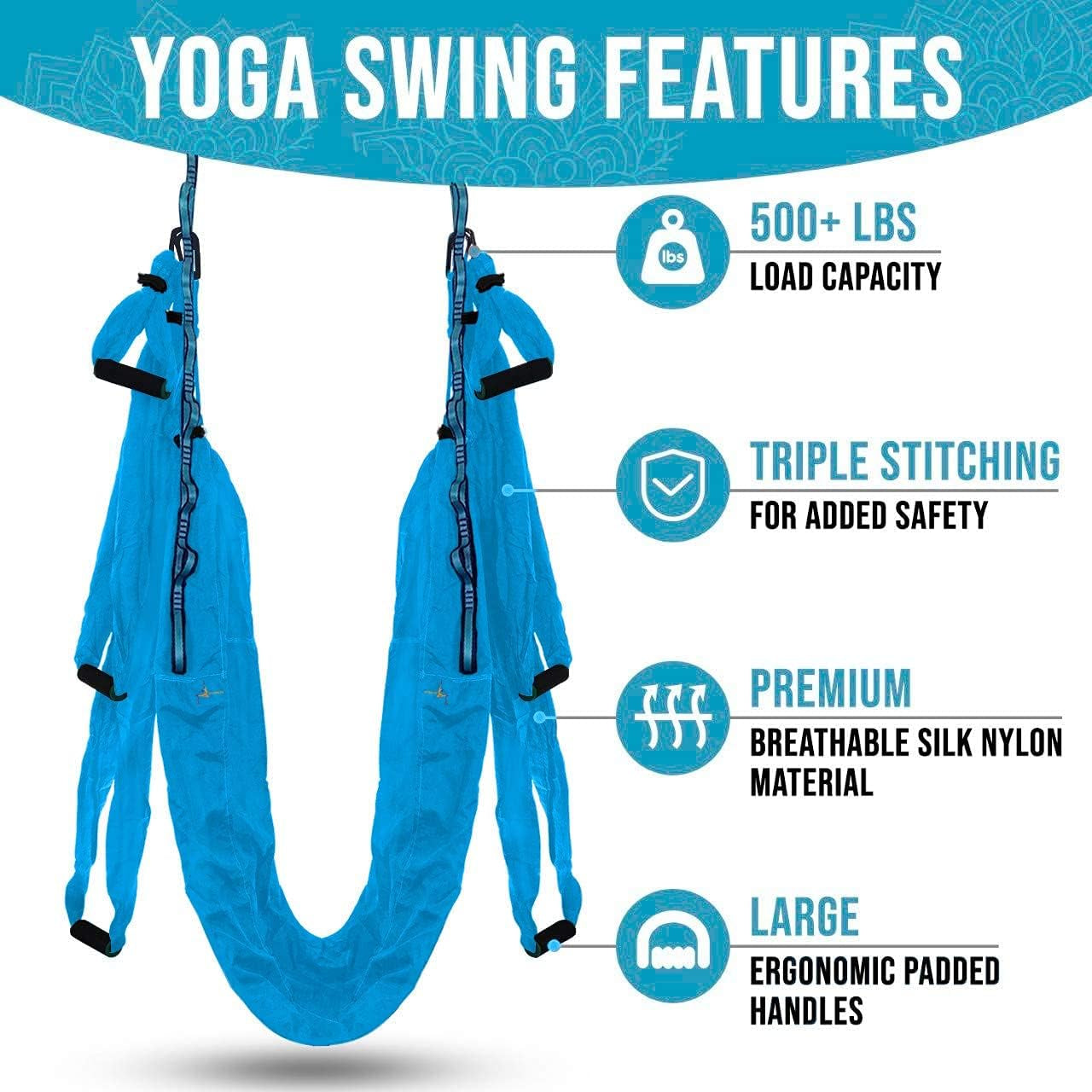 Premium Aerial Hammock anti Gravity Yoga Swing Kit - Acrobat Flying Sling Set for Indoor and Outdoor Inversion Therapy