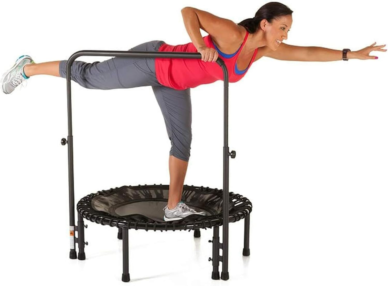 Handle Bar Accessory for 39 Inch Straight Leg Fitness Trampolines with 6 Adjustable Height Settings for Exercise & Physical Therapy, Black